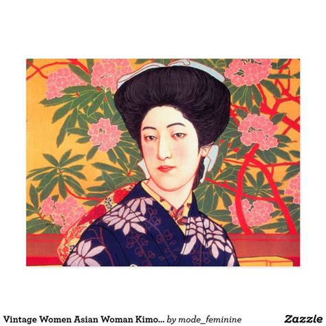 Vintage Women Asian Woman Kimono Postcard Zazzle Japanese Vintage