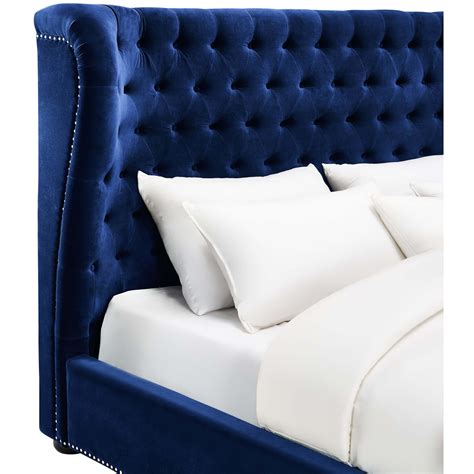 Finley Bed Blue Velvet Deep Reflection Bedroom Room Ideas