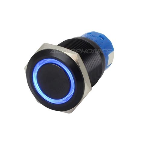 Aluminium Switch With Blue Light Circle 1no1nc 250v 5a Ø19mm Black