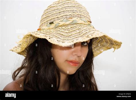 Pretty Girl With Picture Hat Stock Photo Alamy