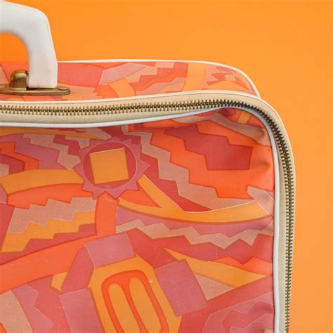 Vintage 1960s Vinyl Suitcase Swirl Orange Pineapple Retro