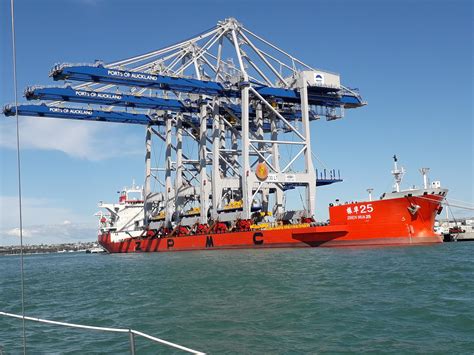Aucklands New Port Cranes Waiting For Unloading Rnewzealand