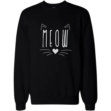 Meow Cute Kitty Face Womens Sweatshirt Crewneck Pullover Fleece Cat
