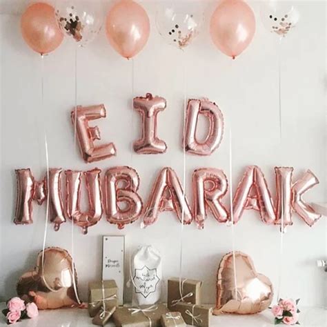 Eid Mubarak Rose Gold Letter Balloon Gold Foil Balloons For Muslim