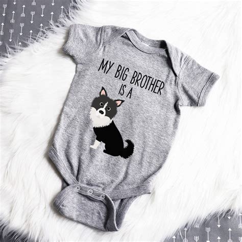 My Big Brother Sister Is A Border Collie Baby Bodysuit Dog Etsy