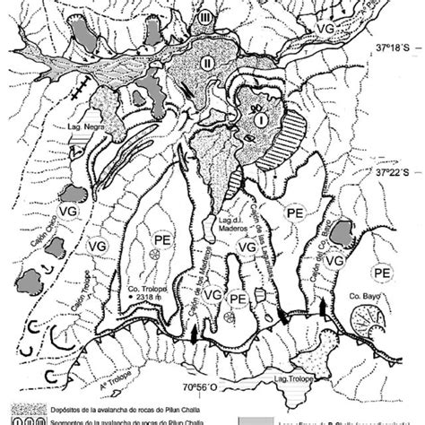 carta geomorfológica de la zona de la avalancha de rocas de pilun challa download scientific