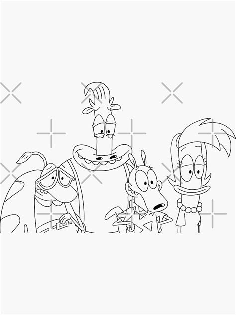 Rockos Modern Life Coloring Book Page Sticker For Sale By