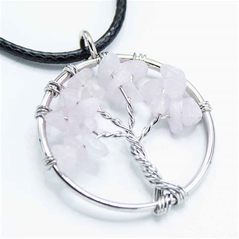 Pendentif Arbre De Vie Quartz Rose AWGifts France Votre Grossiste