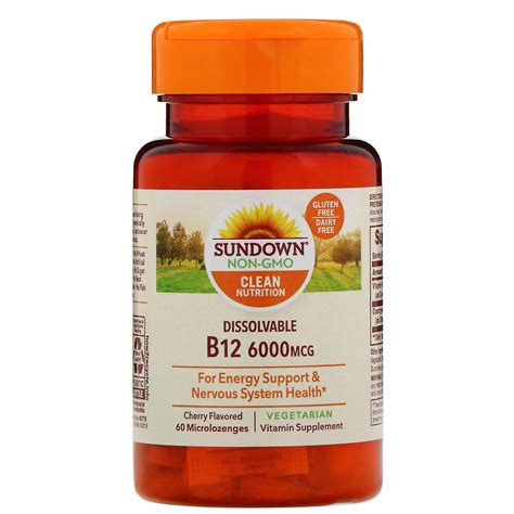 Sundown Naturals Dissolvable B12 Cherry Flavored 6000 Mcg 60