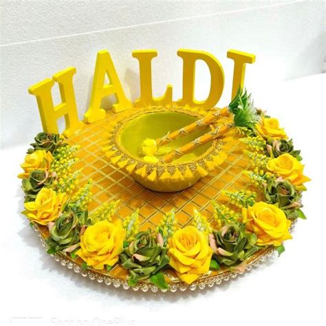 Indian Haldi Sangeet Thali Platter Indian Wedding Rituals Decorated