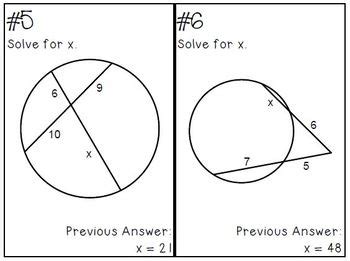 Scavenger Hunt Finding Segment Lengths In Circles By Math With Mrs