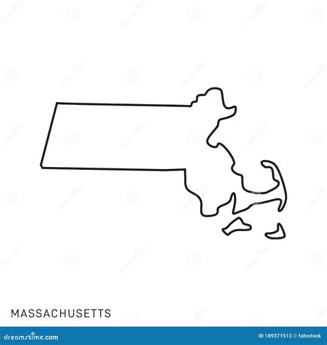 Massachusetts Map Outline Vector Design Template Editable Stroke Stock