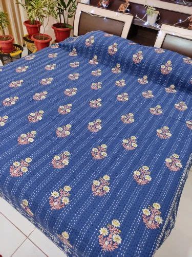 Printed Indigo Blue Vintage Kantha Bedcover At Rs In Jaipur Id