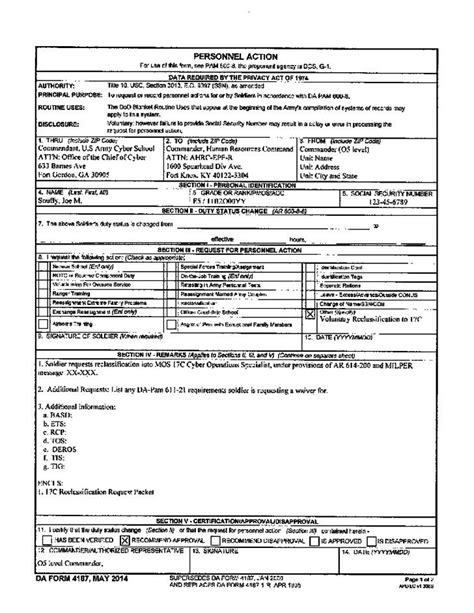 28 Fillable Da Form 4187 In 2020 With Images Resume