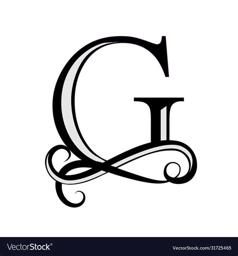Black Letter G Capital Letter For Monograms Vector Image