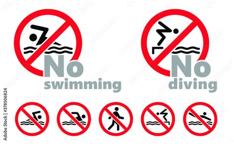 No Swimming Icon No Swim Zone Sign In Flat Vector Style Hazard