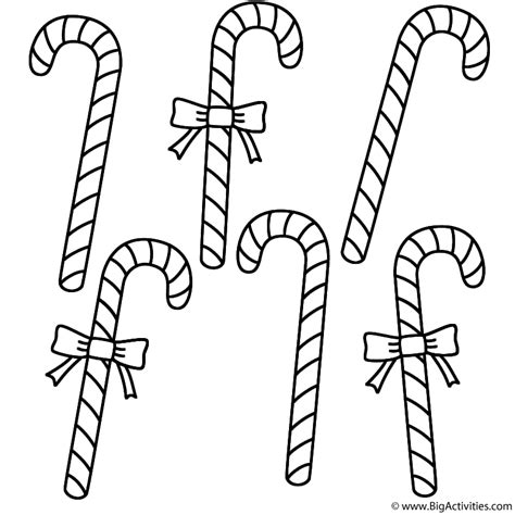 Six Candy Canes Coloring Page Christmas