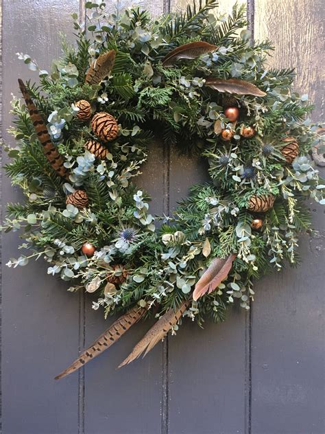 Luxury Christmas Wreath Incorporating Pheasant Feathers Classic