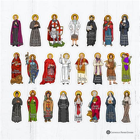 Catholic Saints 4 Inch Individual Die Cut Vinyl Stickers Peel And Stick