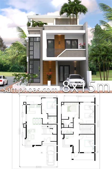 Home Design Plan 8x15m With 4 Bedrooms Samphoas Plan