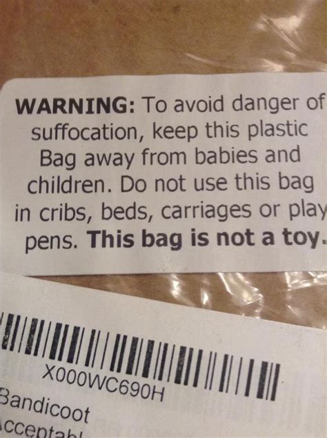 Warning To Avoid Danger Of Suffocation Keep This Plastic Bag Away