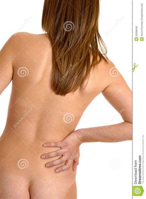 Donna Nuda Con Dolore Alla Schiena Immagine Stock Immagine Di Bellezza Anatomia