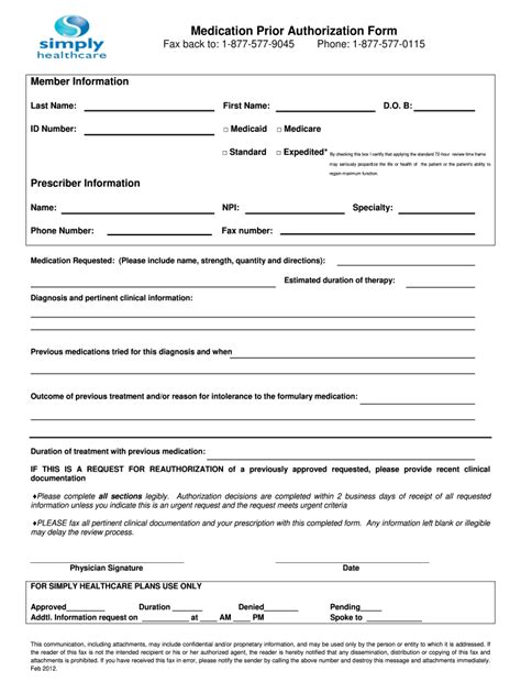 Simply Healthcare Medication Prior Authorization Form 2012 2022 Fill
