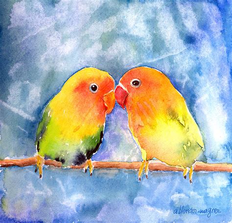 Lovey Dovey Lovebirds Painting By Arline Wagner Pixels