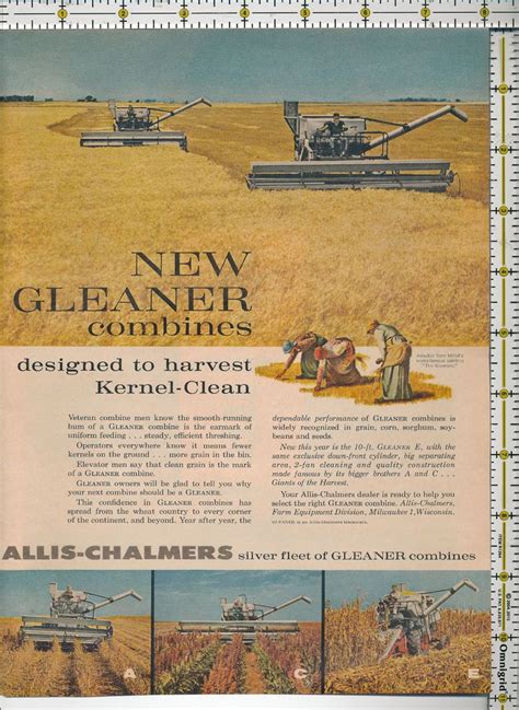 Allis Chalmers Gleaner Combine Harvest Farming 1962 Magazine Print Ad