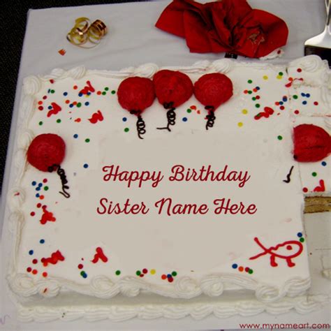 Big Decorated White Birthday Cake Image Edit With Sister Name