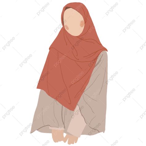 Muslimah Hijab Rojo Ilustración Plana Png Ilustración Plana Musulmana