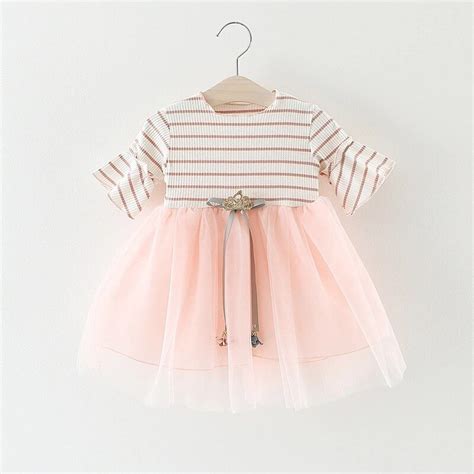2018 New Summer Toddler Baby Dresses Girls Stripe Stitch Princess Dress