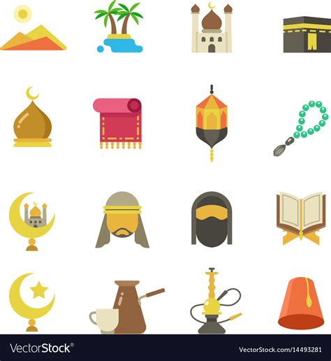 Arabic Muslim Culture Icons Arabian Royalty Free Vector