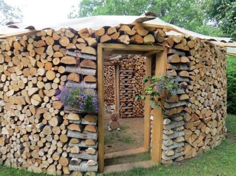 Yard Decorating And Building With Firewood Logs Outdoor Firewood Rack