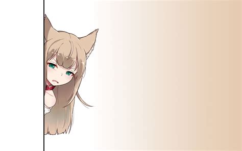 40hara Animal Ears Brown Hair Catgirl Collar Gradient Green Eyes Kinako