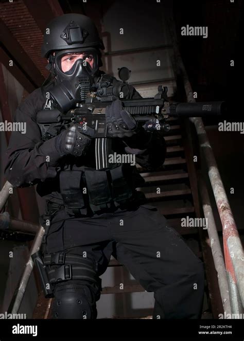 An Airsoft Player In The Role Of A British Special Forces Soldier From