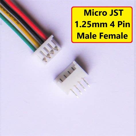 Micro Jst 125mm 4 Pin Male Pcb Header Female Connector With Cable