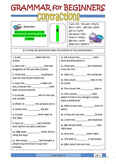 Free Esl Grammar Worksheets