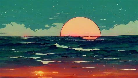 Artstation Anime Sunset Over The Ocean