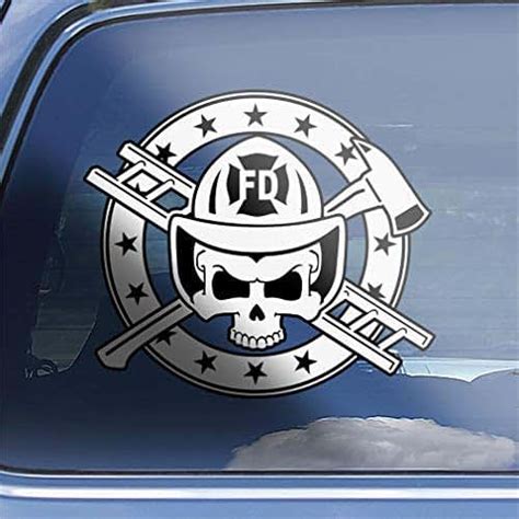 Firefighter Skull And Crossbones Decal Sticker Cr Handmade