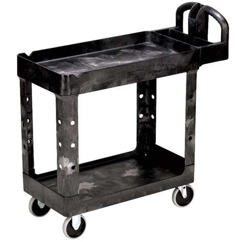 2 Shelf Utility Cart Fg450088bla The Caster Guy