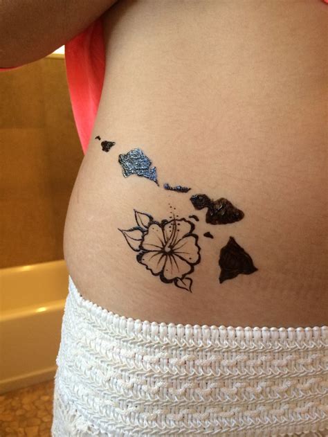 Henna Tattoo Of The Hawaiian Islands And A Hibiscus Flower