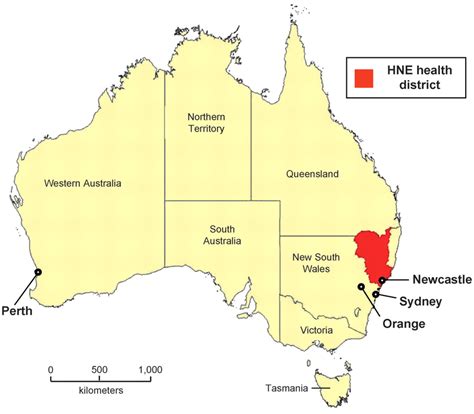 Map Of The Hunter New England Hne Health District And Australia Hne