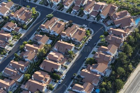Aerial View Of Suburban Housing In Los Angeles Stock Image Image Of