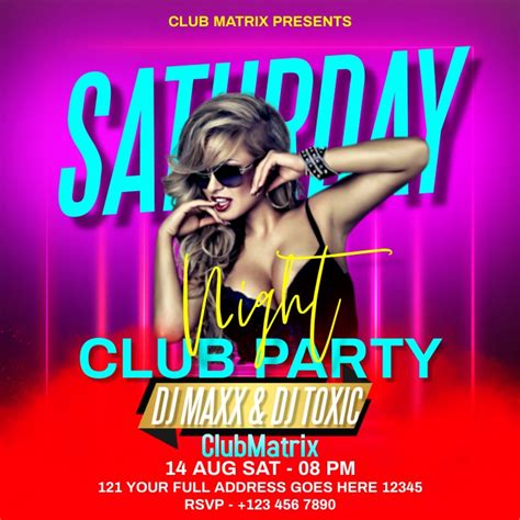 Saturday Night Club Party Template Postermywall