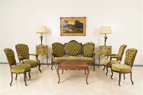 American Victorian Green Velvet Living Room Set 1