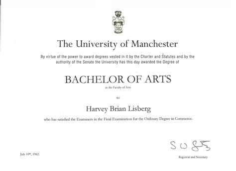 A bachelor of arts degree course is generally completed in three or four years, depending on the country and institution. Credentails | Harvey Lisberg