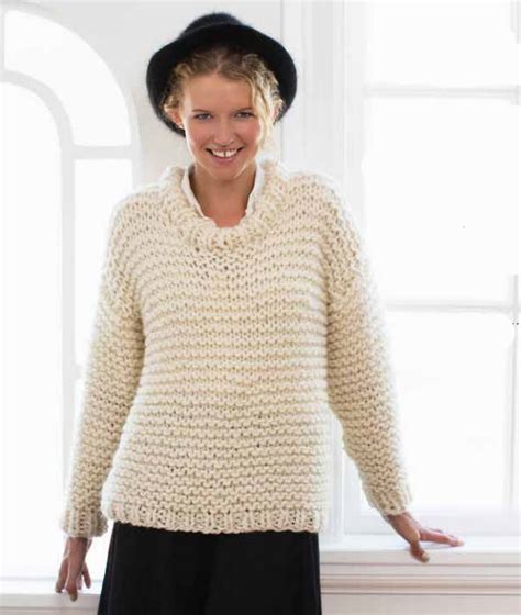 Easy And Quick Chunky Knit Sweater Free Knitting Pattern Knitting Bee