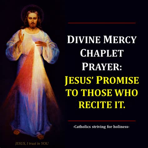 Divine Mercy Chaplet Jesus Promise Catholics Striving For Holiness