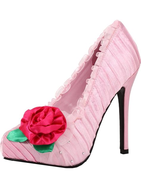 Summitfashions Pale Pink Pumps With Hot Pink Flower And Rhinestone